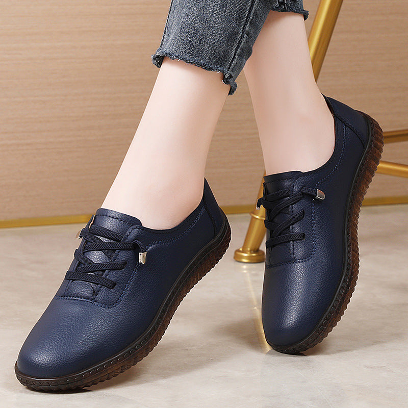 Calfskin Sole Soft Bottom Mother Shoes Single Shoes Lightweight Slip-On Sports Shoes Large Size Old Cloth Shoes for Women