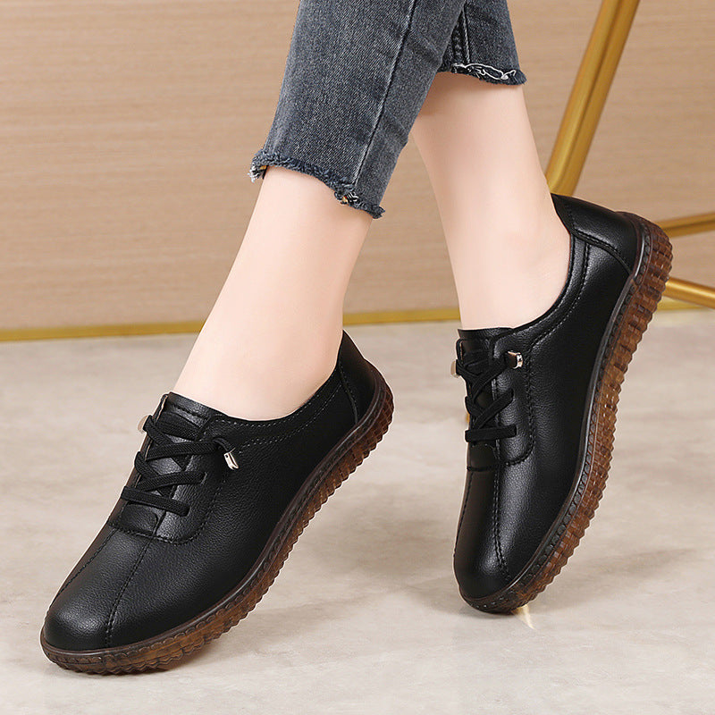 Calfskin Sole Soft Bottom Mother Shoes Single Shoes Lightweight Slip-On Sports Shoes Large Size Old Cloth Shoes for Women