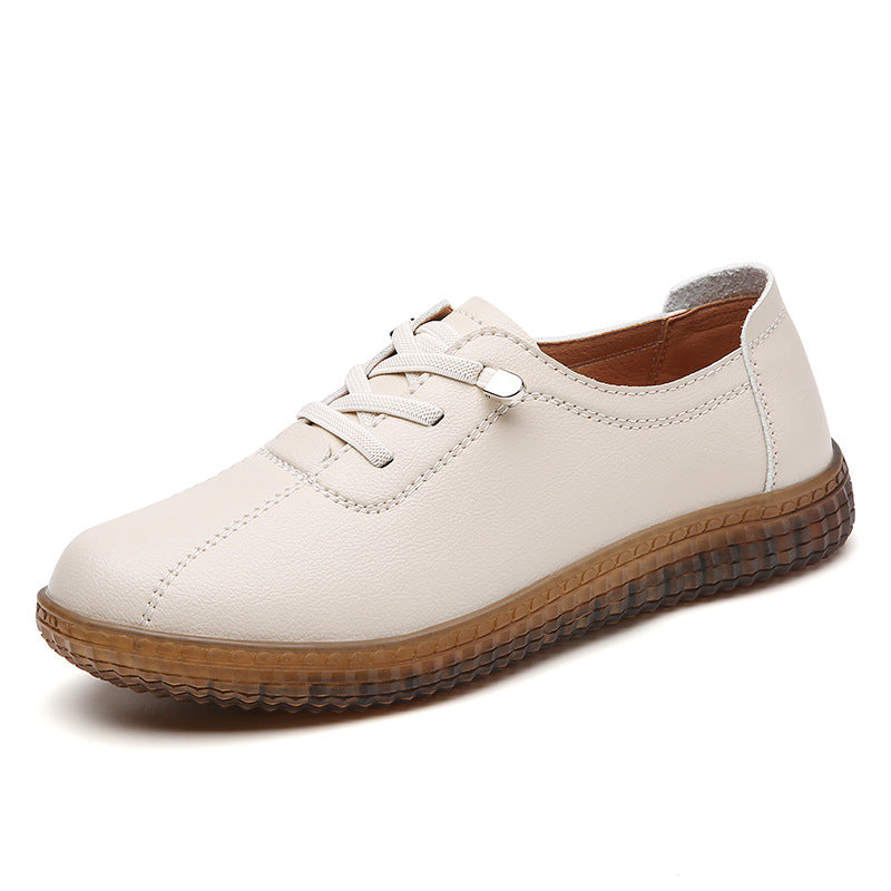 Calfskin Sole Soft Bottom Mother Shoes Single Shoes Lightweight Slip-On Sports Shoes Large Size Old Cloth Shoes for Women