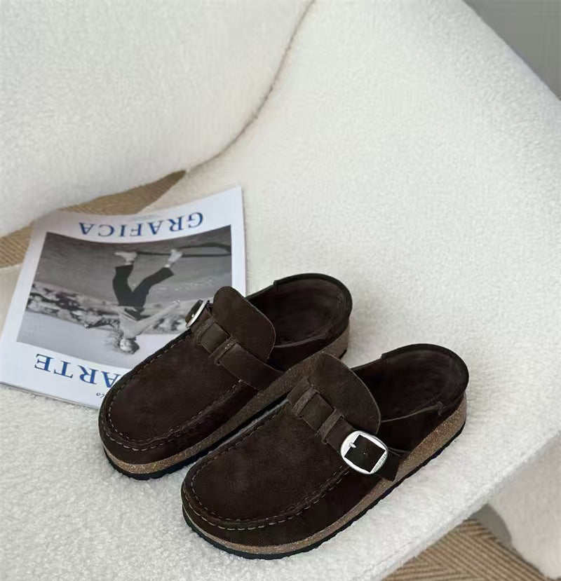 Thick soled Baotou slippers