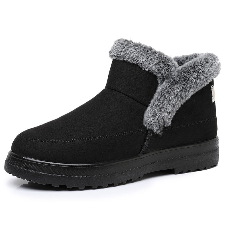 Winter Women's Plus Size Cotton Boots with Fleece Lining and Thickening for Outdoor Leisure Snow Boots Mid-Calf Cotton Shoes