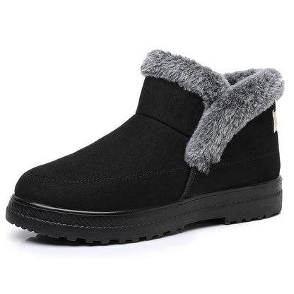 Winter Women's Plus Size Cotton Boots with Fleece Lining and Thickening for Outdoor Leisure Snow Boots Mid-Calf Cotton Shoes