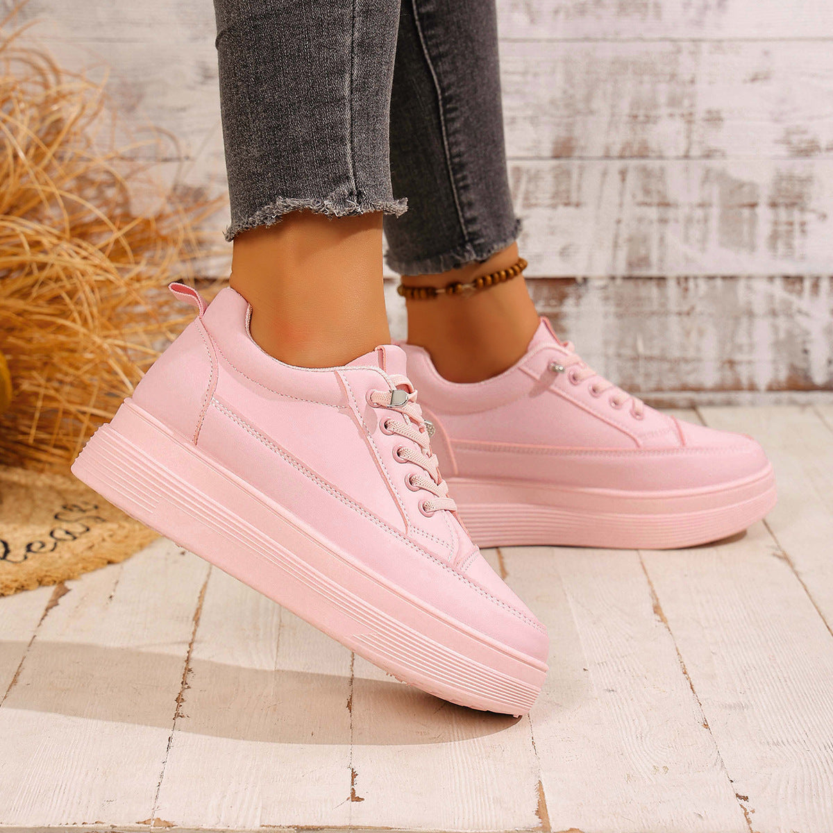 Thick soled height increasing board shoes